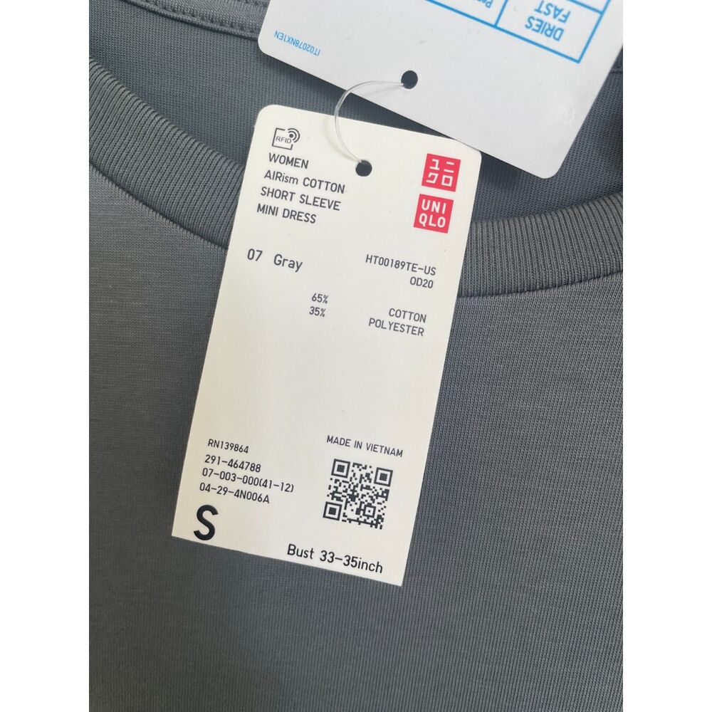 UNIQLO NWT AIRism T Shirt Dress Sz Small Minimalist Neutral Staple - Picture 3 of 8